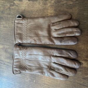 Vintage Cire Brown Leather Gloves with‎ Classic Design